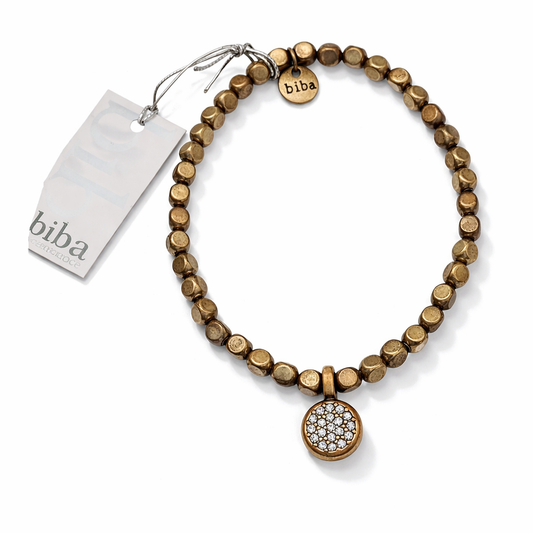 Armband Kupfergold mit runde Strass-Anhänger Trend Elegant Strass Biba