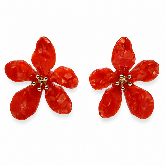 Ohrstecker Ohrhänger Orange Perlmutt Blume Positiv Sweet7