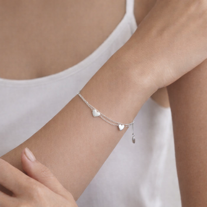 Armband „Lots of Hearts“ Silber- Goldfarben Doppelarmband filigran Herzchen Yehwang