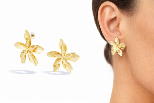 Ohrstecker Goldfarben Vanille Blume nickelfrei elegant garten Yehwang