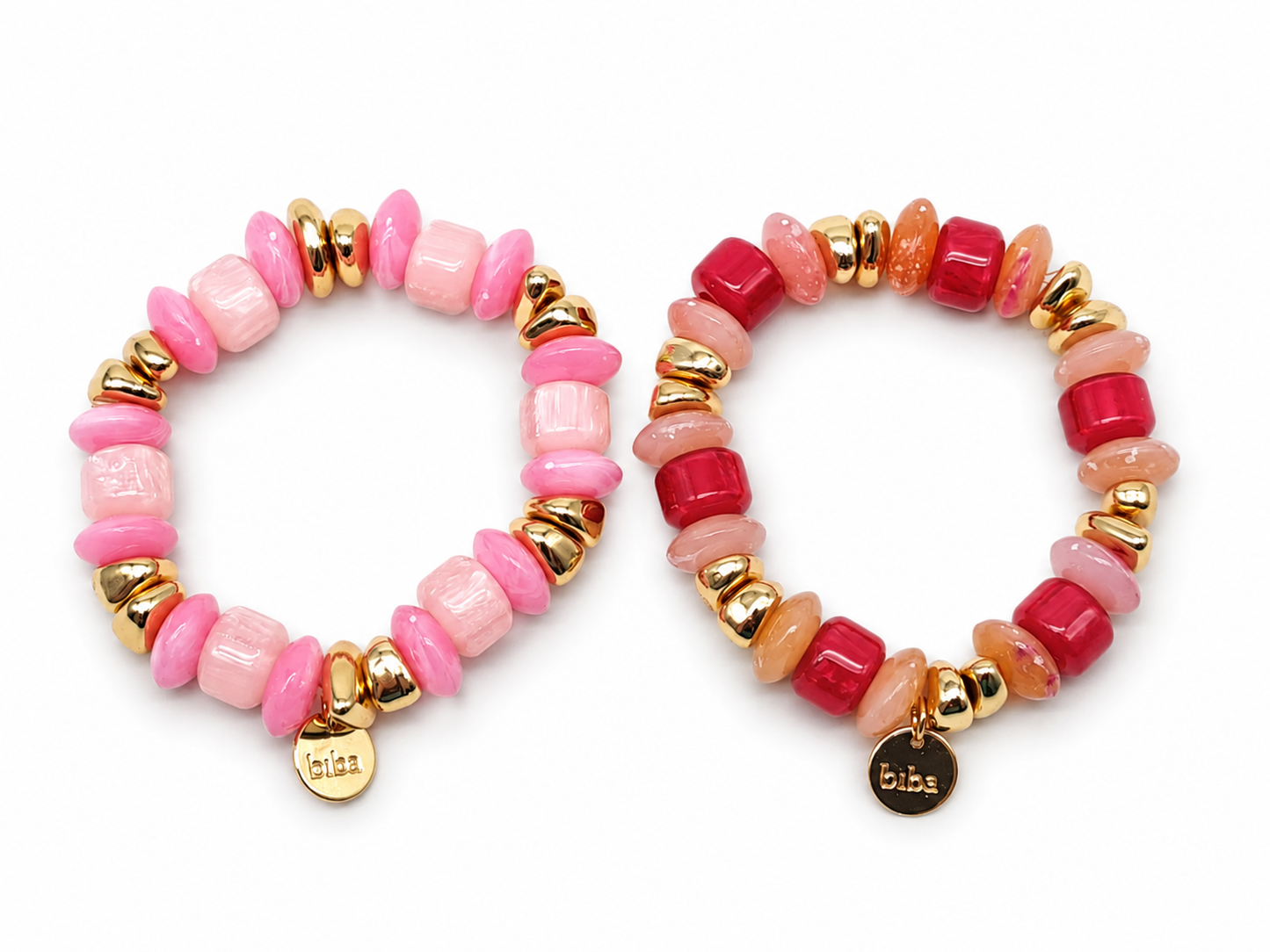 Armband elastisch Biba Sommer Resin Rosa Gold oder Pink Gold