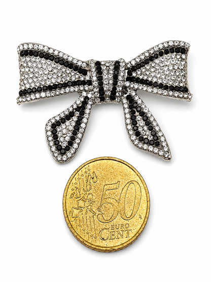 Brosche Schleife Goldfarben Perlen Strass Verbunden Romantisch