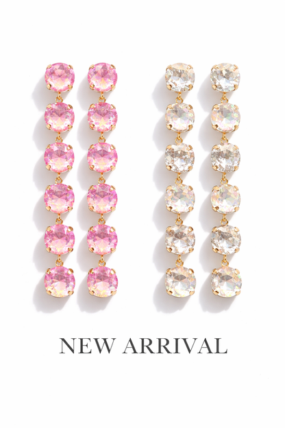 Biba Ohrhänger Strass-Kaskade Transparent Rosa Elegant Klassisch