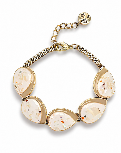 Armband Gliederkette mit Emaille Elemente Weiß oder Orange
