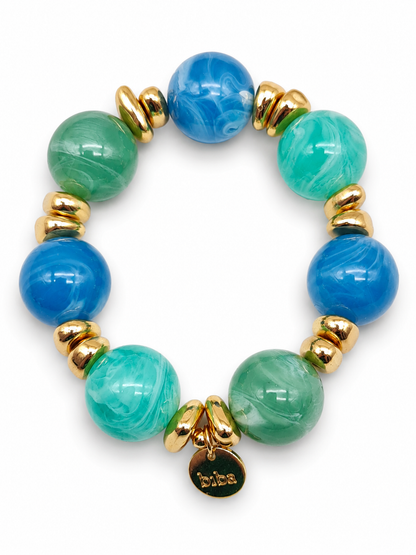 Armband Farben Treasures Space Beads elastisch Nickelfrei Biba Goldfarben