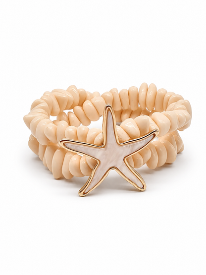 Armband elastisch doppelarmband elastisch Seestern creme beige Biba