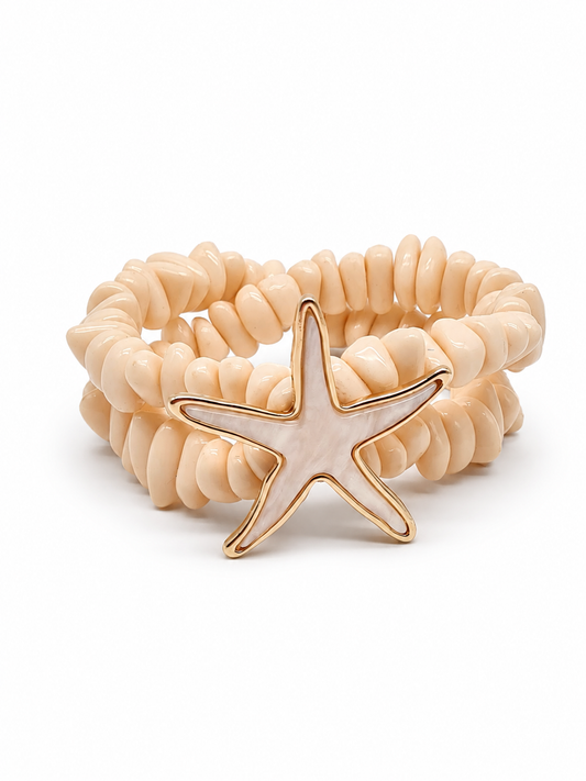 Armband elastisch doppelarmband elastisch Seestern creme beige Biba