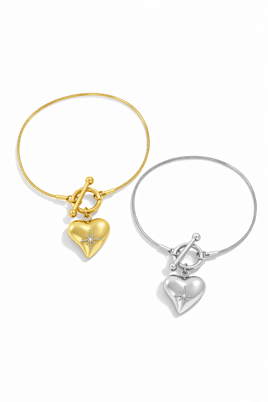 Armband Schlossarmband Herzanhänger in Gold-  Silberfarben Nickelfrei Yehwang