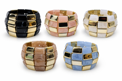 Armband Stretch Goldfarben Blassrosa Weiß Hellblau Hellgrün Beige Schwarz Nickelfrei