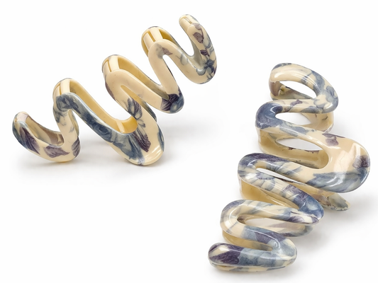 Haarklammer Haarspange Haarschmuck gewellt braun creme Jeansblau Yehwang