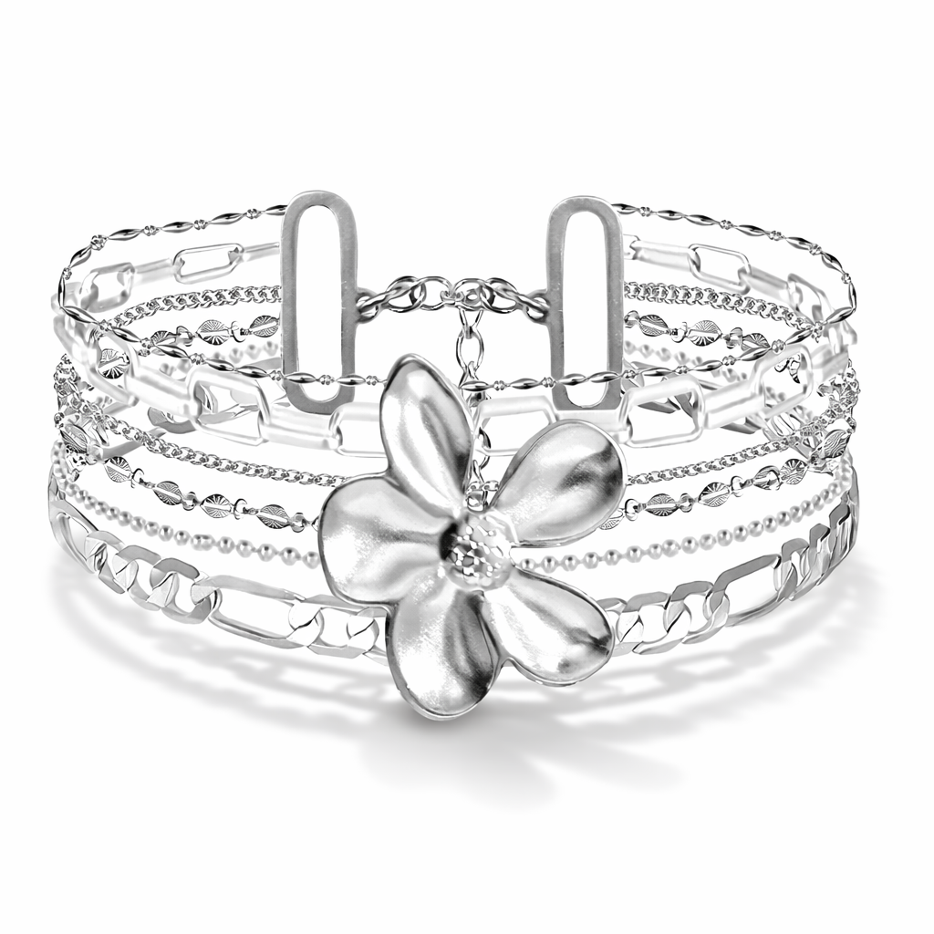 Armband Mehrfachkette Blumenmotiv Gold Silber Statement Trend Amorino