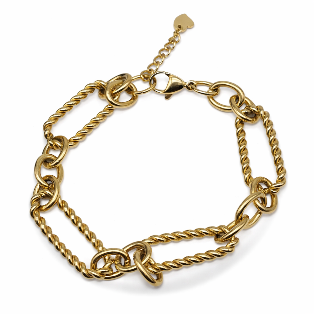 Armband Doppel Gliederarmband Gold 19 + 3 cm Unisex Sweet7 Nickelfrei