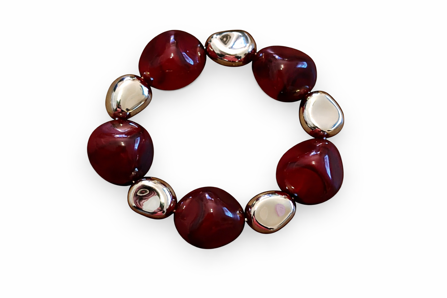 Armband elastisch Goldfarben Beige Burgund Bordeaux nickelfrei Trend WAUW