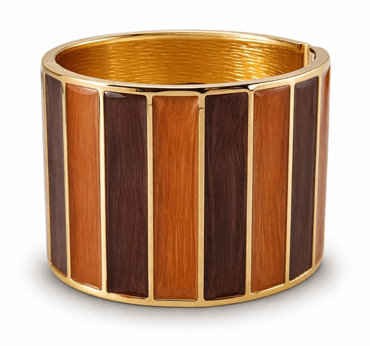 Klapp-Armband Braun Orange Emaille Nickelfrei Naturtöne Nickelfrei Yehwang
