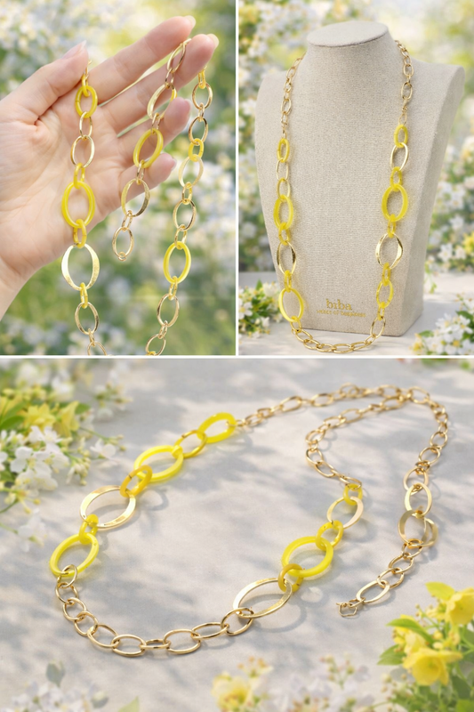 Halskette Gold Gelbtöne nickelfrei  siebziger Look Modeschmuck Gliederkette Biba