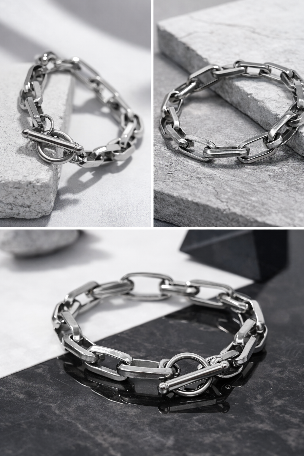 Armband grobe Silberfarbene kette mit Knebelverschluss Unisex Trend Cosmos