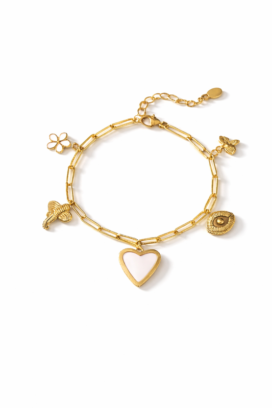 Armband Heartstrings Armband  Goldfarben emaille Herz Liebe Romantik Yehwang