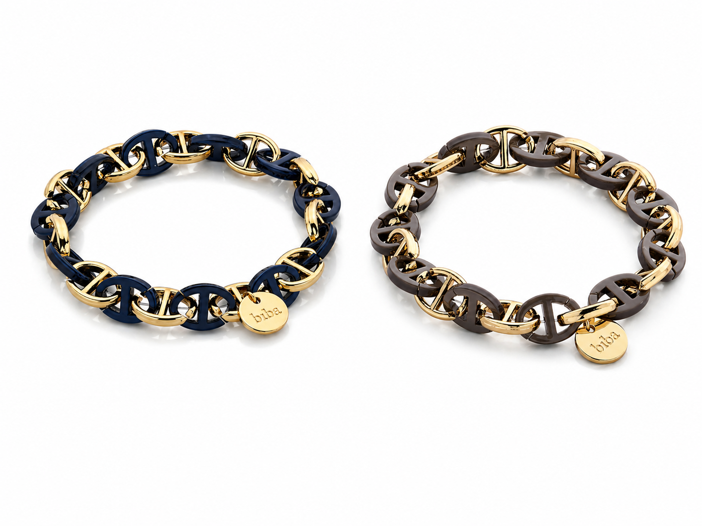 Armband Gliederarmband Goldfarben Graubraun Schwarz Acryl Nickelfrei Biba