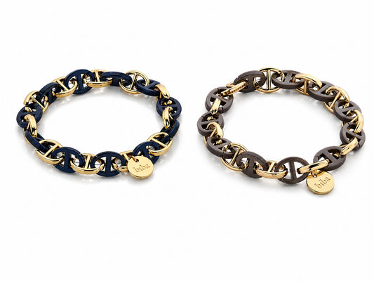 Armband Gliederarmband Goldfarben Graubraun Schwarz Acryl Nickelfrei Biba