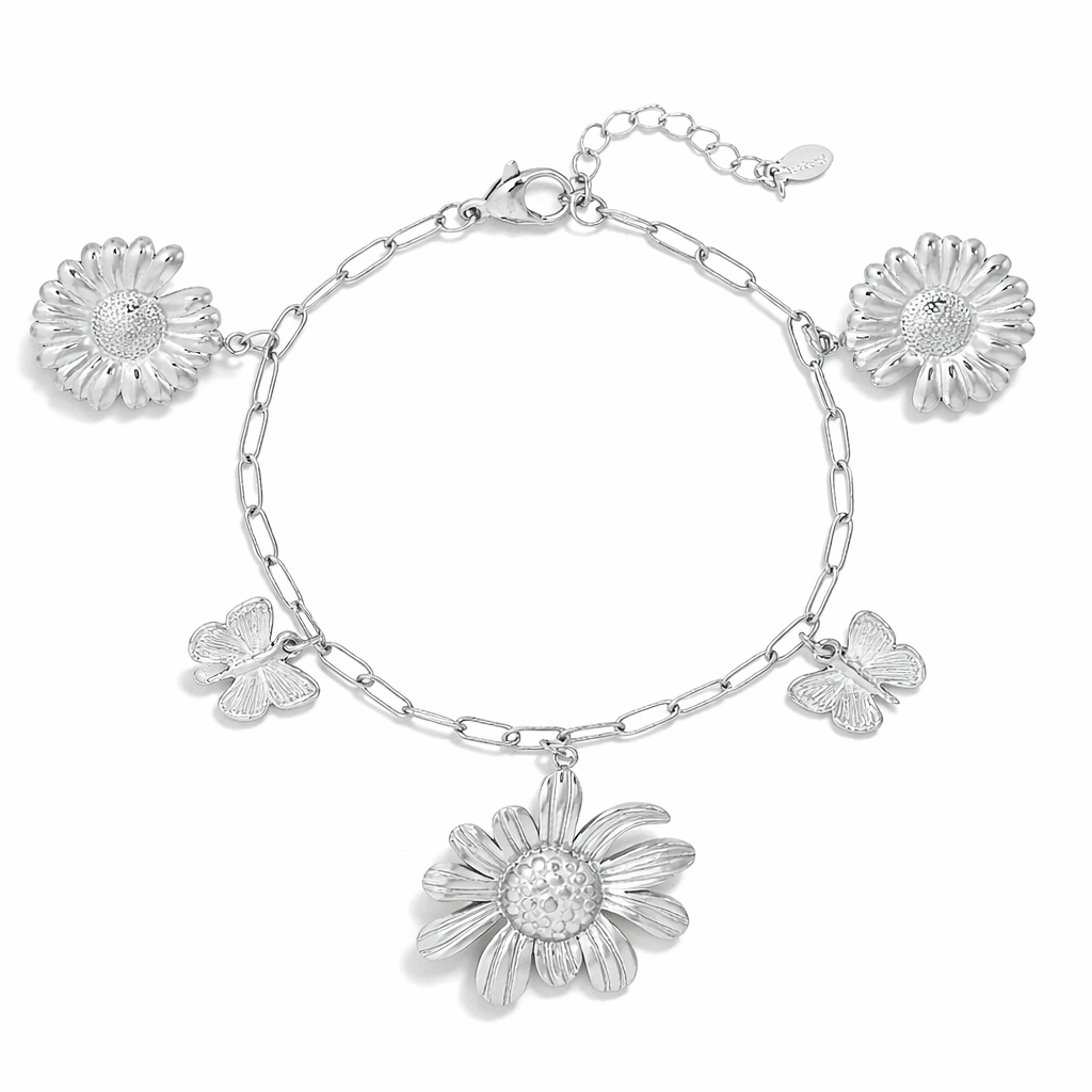 Armband „Botanical Bliss“ filigran Blumen Schmetterlinge Gold  Silberfarben Nickelfrei Yehwang