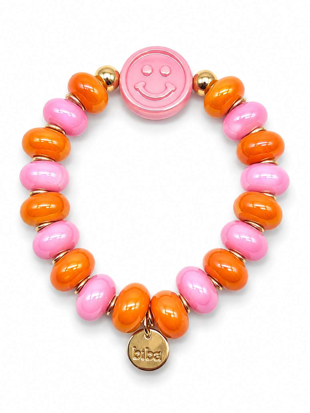 Armband Smiley elastisch bunte Süßigkeiten Candy Biba Rosa Pink Orange Lila