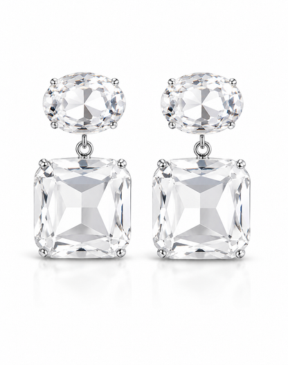Ohrringe Glasperlen silberne Oval Rechteckig Glasperlen nickelfrei festlich Yehwang