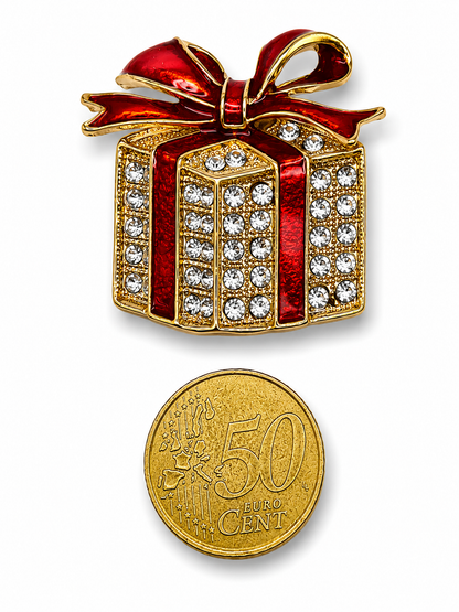 Brosche Geschenk mit rote Schleife Rot Geschenk Liebe Schleife Weihnachten