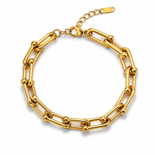 Armband auffällige Gliederkette in Goldfarben, Elegant, Stilvoll Trend Cosmos