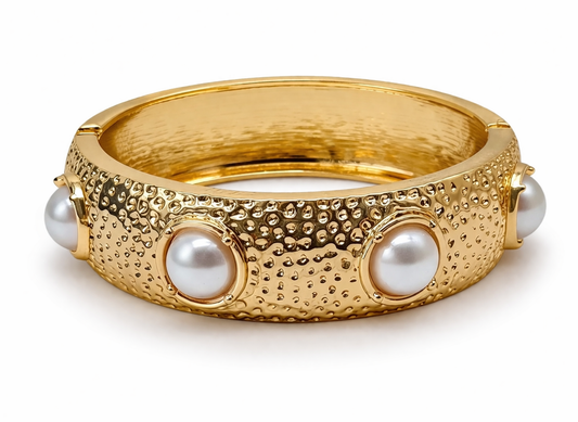 Klapp-Armband Goldfarben Kunstperlen Nickelfrei stilvoll elegant Luxus Yehwang