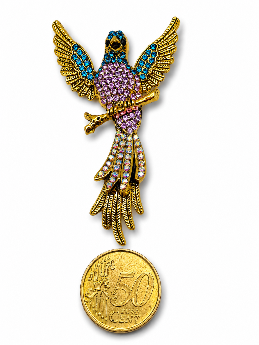 Brosche Kolibri Blau Pink Amazonas Vogel Vögel Trend Pfau Gockel