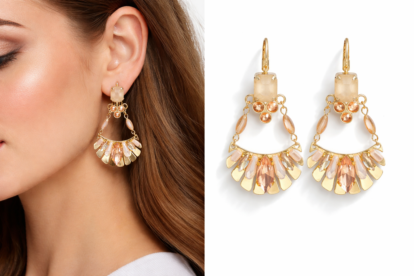 Biba Ohrringe Ohrhänger beige Goldfarben nickelfrei hightlight elegant party