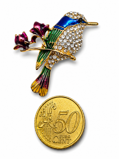 Brosche Kolibri Blau Pink Amazonas Vogel Vögel Trend Pfau Gockel