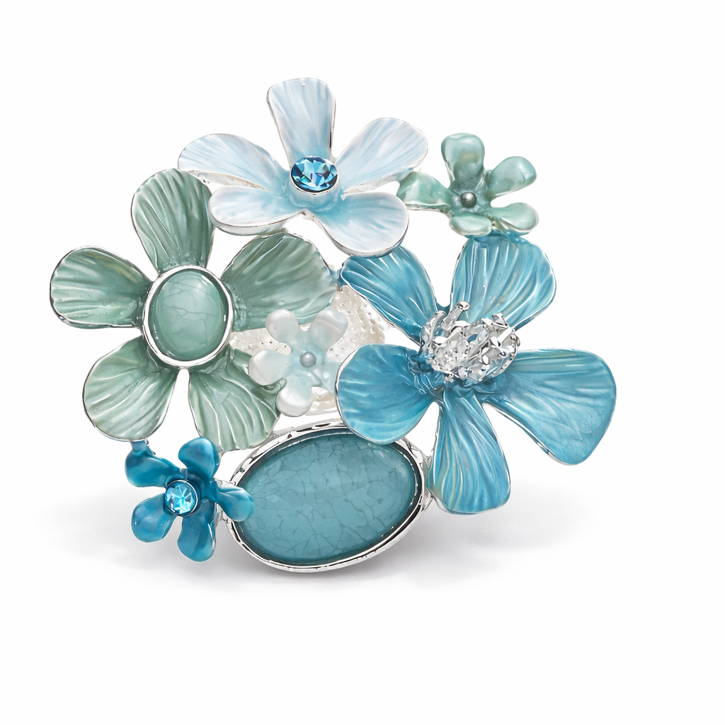 Brosche Blumen Blau Türkis Rosa Magnet Anstecknadel Trend 2026