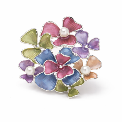 Brosche Tiarablüten Perlen Anstecknadel Bouquet Garten Blumen Trend