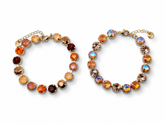 Armband Straßsteinen Orange-Rosa oder Rot-Orange Biba