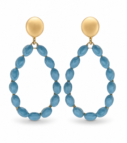 Ohrringe Ohrhänger Tropfenform Cat-eye Stones  Hellblau Rosa Nickelfrei Sweet7