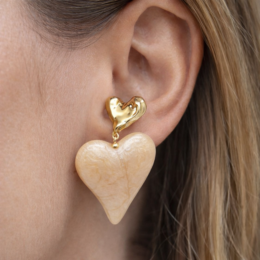 Ohrringe Ohrhänger "Color my Heart"  Beige Herz Nickelfrei Sweet7