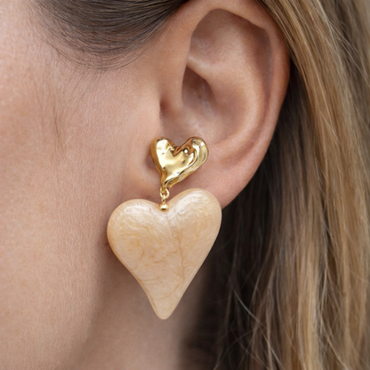 Ohrringe Ohrhänger "Color my Heart"  Beige Herz Nickelfrei Sweet7