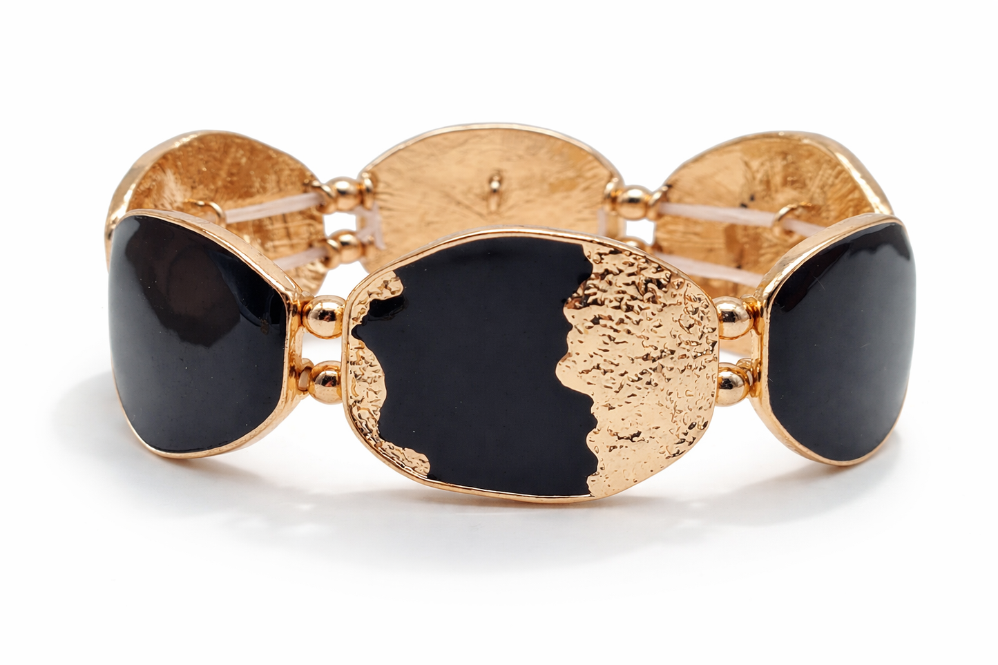 Armband elastisches Armband Schwarz Goldene Verzierungen Amorino