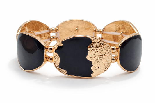 Armband elastisches Armband Schwarz Goldene Verzierungen Amorino