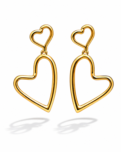 Ohrringe Doppelte Herzohrringe Gold- Silberfarbe liebe nickelfrei Ohrhänger Yehwang