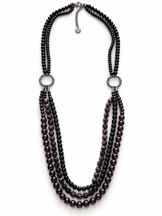 Halskette schwarz Gun Metal Lang nickelfrei mehrfachkette Collier Trend Biba
