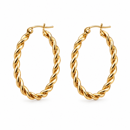 Ohrringe Creolen Oval gedreht in Gold oder Silberfarben Nickelfrei Michelle Bijou
