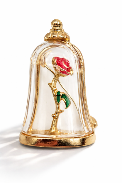 Brosche Glasglocke Rose Märchen Rot Modeschmuck