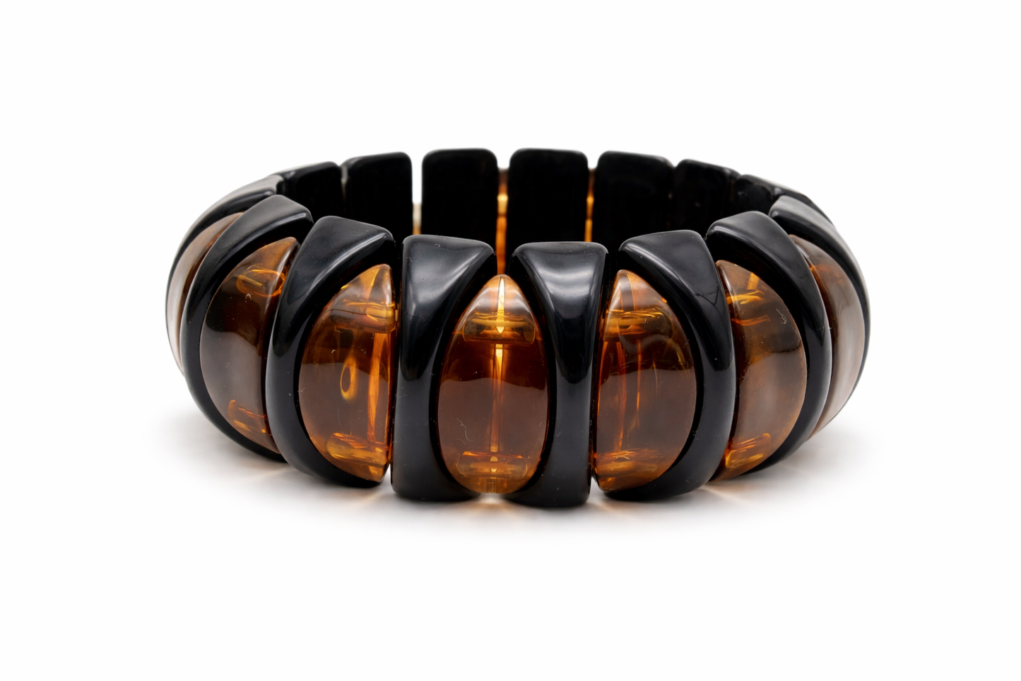 Armband elastisch Retro nickelfrei Acryl Braun schwarz creme Rauchbraun