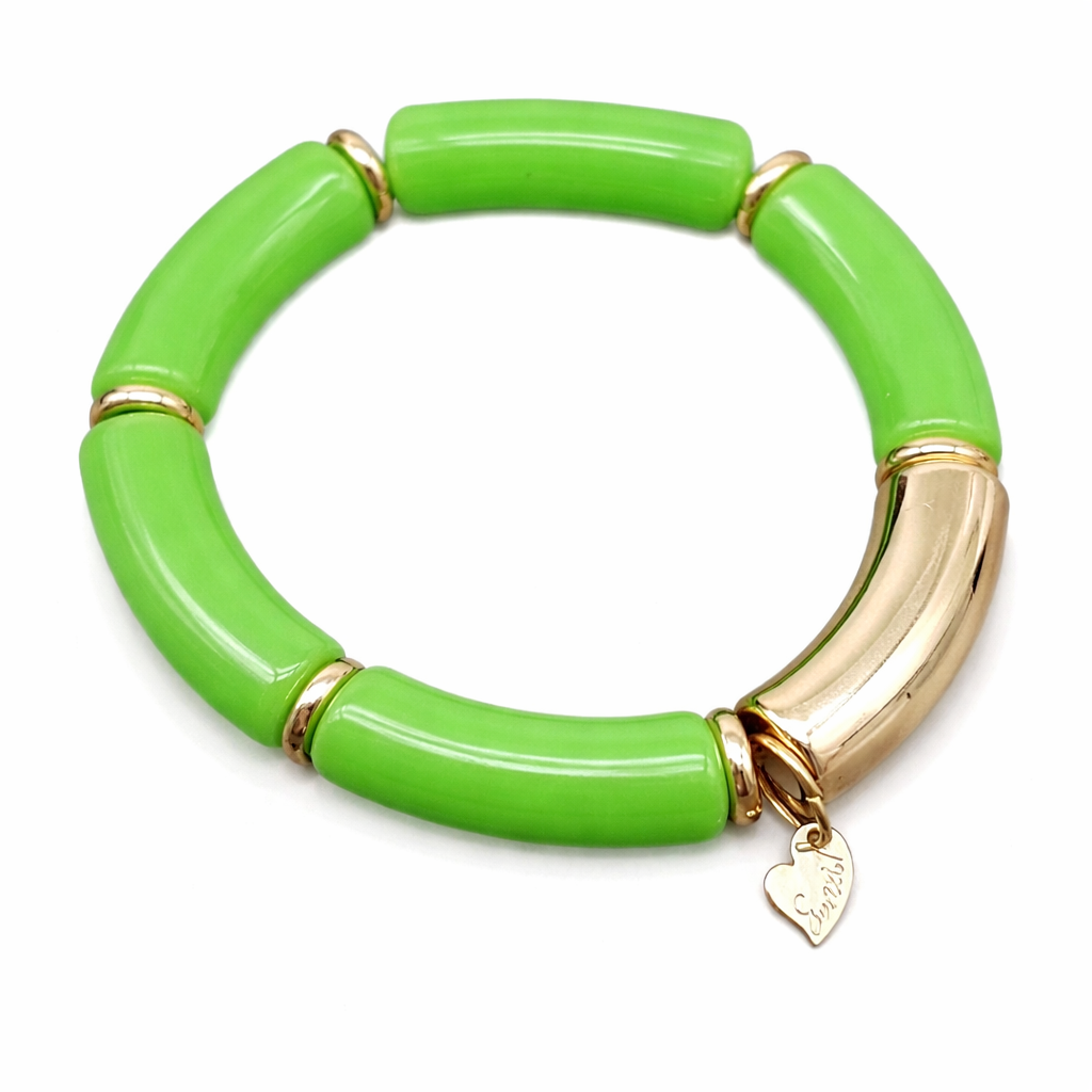 Armband elastisch grün und goldene Elemente Nickelfrei kombinierbar Sweet7
