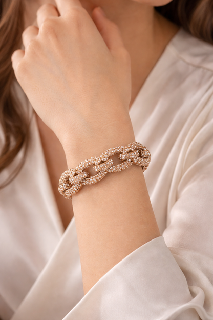 Armband Champagne Gun-Metal Knoten besetzt Glasperlen Statement Biba