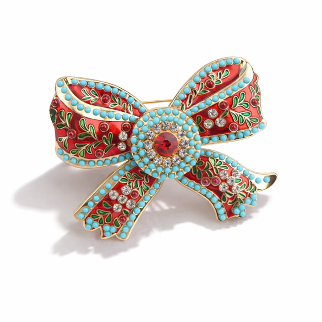 Brosche Schleife Türkis Rot Bunt Modeschmuck Romantisch