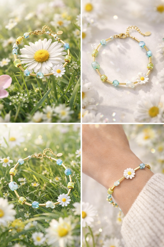 Armband Farbenfrohes Armband Grüne Oase Frühling Gänseblümchen Nickelfrei Yehwang