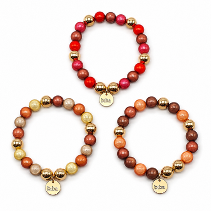 Armband elastisch space beads 20 cm Braun Grün Rot extra groß